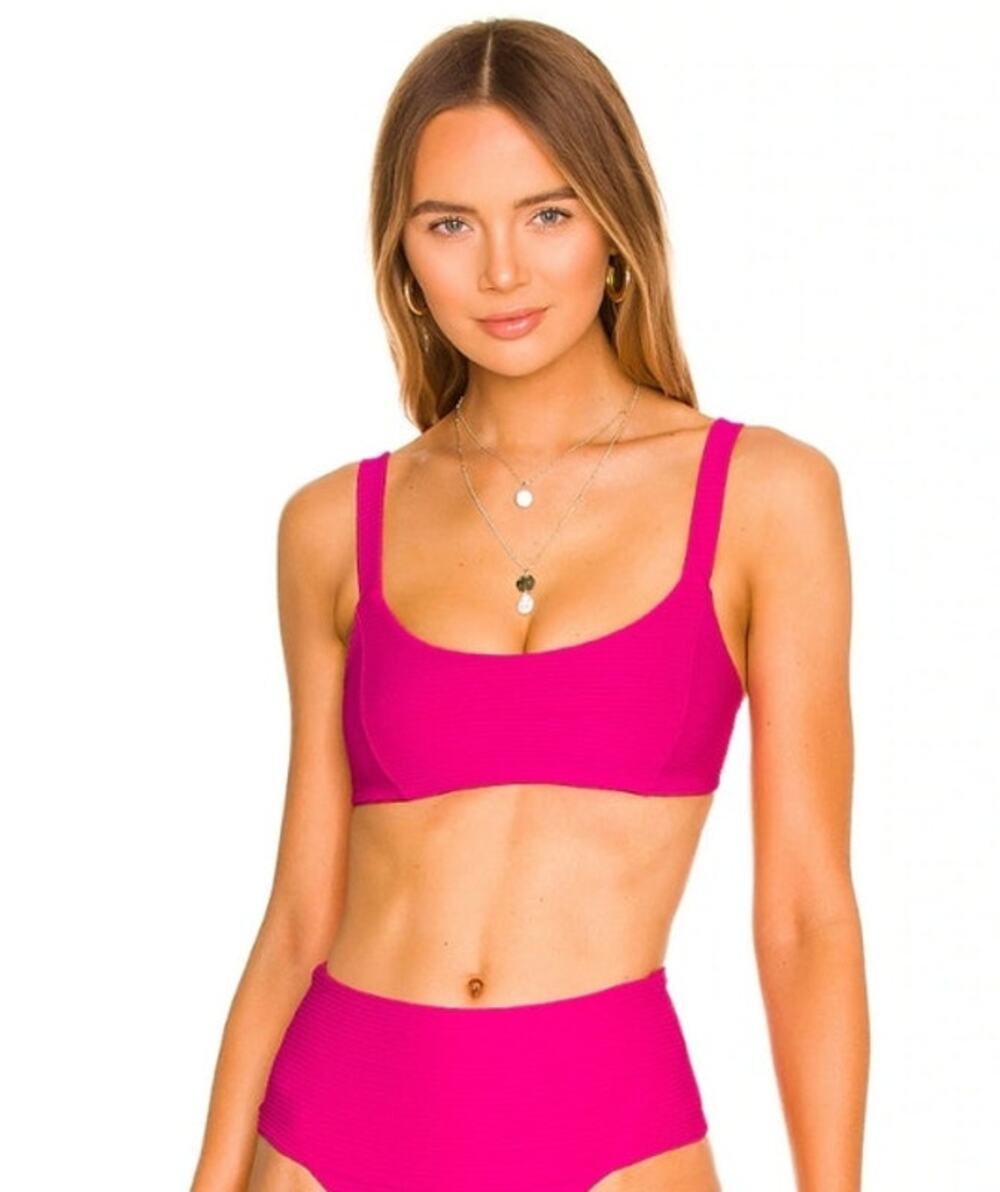 L*Space Jess Bikini Top in Bougainvillea Pink Ribbed Size XL NWT